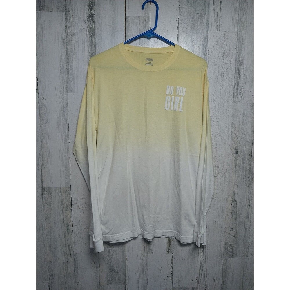 Pink Victoria Secret Shirt Size Medium Yellow Ombré Long Sleeve Tee Top